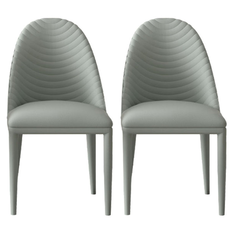 Contemporary Leather Dining Side Chair Armless Solid Back Chair Grey 2 Piece Set Clearhalo 'Dining Chairs' 'Dining Tables & Seating' 'dining_chair' 'furn' 'furn_dining_chair' 'Furniture' 'furniture_dining_chair' 'Kitchen & Dining Furniture' 4877624