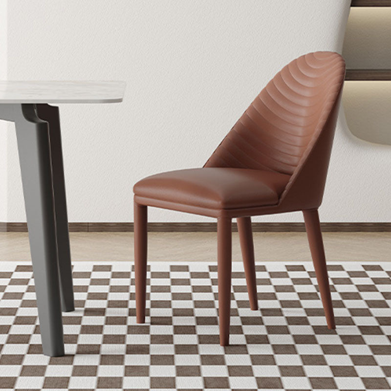 Contemporary Leather Dining Side Chair Armless Solid Back Chair Clearhalo 'Dining Chairs' 'Dining Tables & Seating' 'dining_chair' 'furn' 'furn_dining_chair' 'Furniture' 'furniture_dining_chair' 'Kitchen & Dining Furniture' 4877626