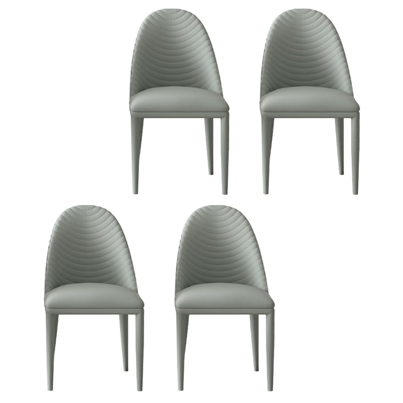Contemporary Leather Dining Side Chair Armless Solid Back Chair Grey 4 Piece Set Clearhalo 'Dining Chairs' 'Dining Tables & Seating' 'dining_chair' 'furn' 'furn_dining_chair' 'Furniture' 'furniture_dining_chair' 'Kitchen & Dining Furniture' 4877627