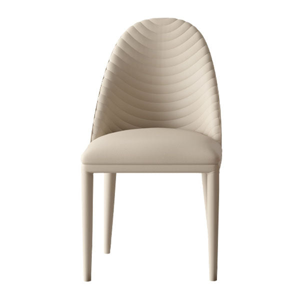 Contemporary Leather Dining Side Chair Armless Solid Back Chair Off-White 1 Piece Clearhalo 'Dining Chairs' 'Dining Tables & Seating' 'dining_chair' 'furn' 'furn_dining_chair' 'Furniture' 'furniture_dining_chair' 'Kitchen & Dining Furniture' 4877634
