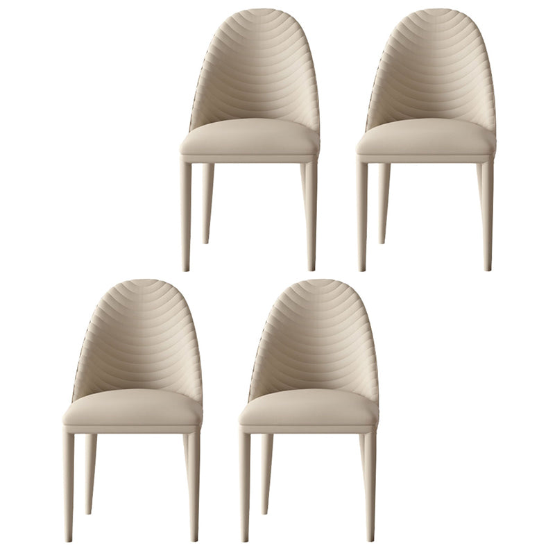 Contemporary Leather Dining Side Chair Armless Solid Back Chair Off-White 4 Piece Set Clearhalo 'Dining Chairs' 'Dining Tables & Seating' 'dining_chair' 'furn' 'furn_dining_chair' 'Furniture' 'furniture_dining_chair' 'Kitchen & Dining Furniture' 4877638