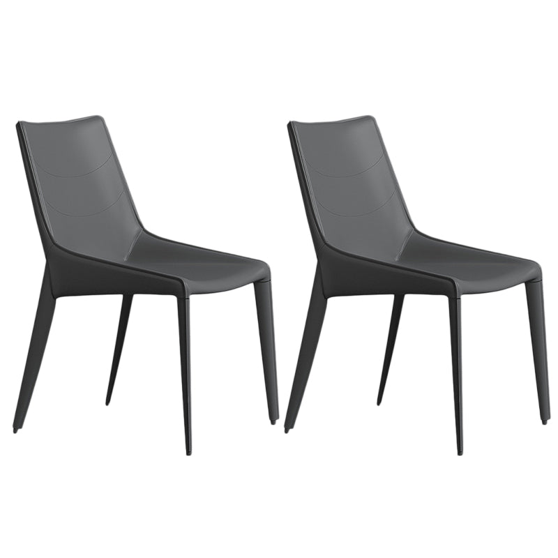 Contemporary Style Metal Chairs Dining Armless Chairs for Kitchen Dark Gray 2 Piece Set Clearhalo 'Dining Chairs' 'Dining Tables & Seating' 'dining_chair' 'furn' 'furn_dining_chair' 'Furniture' 'furniture_dining_chair' 'Kitchen & Dining Furniture' 4877652