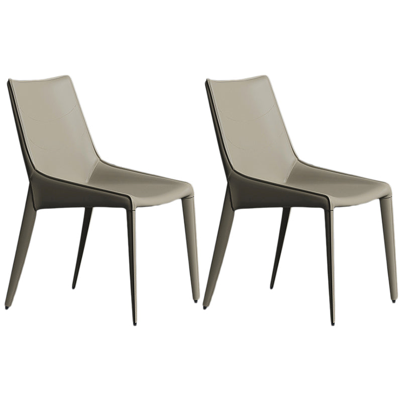 Contemporary Style Metal Chairs Dining Armless Chairs for Kitchen Light Gray 2 Piece Set Clearhalo 'Dining Chairs' 'Dining Tables & Seating' 'dining_chair' 'furn' 'furn_dining_chair' 'Furniture' 'furniture_dining_chair' 'Kitchen & Dining Furniture' 4877655