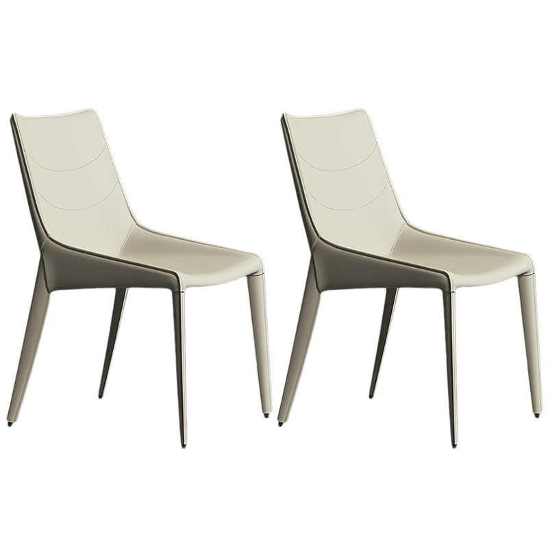 Contemporary Style Metal Chairs Dining Armless Chairs for Kitchen Off-White 2 Piece Set Clearhalo 'Dining Chairs' 'Dining Tables & Seating' 'dining_chair' 'furn' 'furn_dining_chair' 'Furniture' 'furniture_dining_chair' 'Kitchen & Dining Furniture' 4877661
