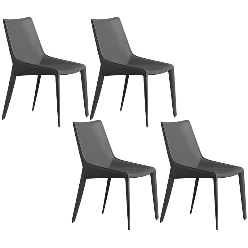 Contemporary Style Metal Chairs Dining Armless Chairs for Kitchen Dark Gray 4 Piece Set Clearhalo 'Dining Chairs' 'Dining Tables & Seating' 'dining_chair' 'furn' 'furn_dining_chair' 'Furniture' 'furniture_dining_chair' 'Kitchen & Dining Furniture' 4877663