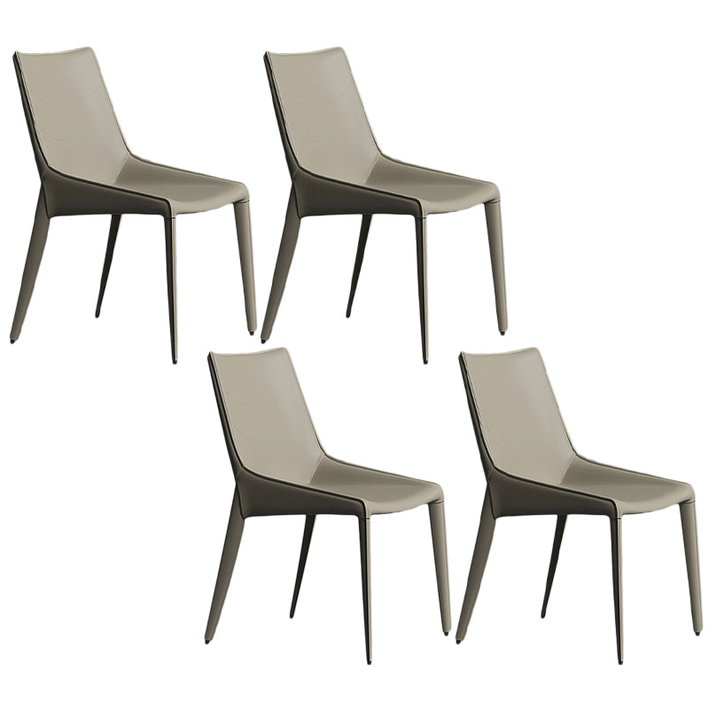 Contemporary Style Metal Chairs Dining Armless Chairs for Kitchen Light Gray 4 Piece Set Clearhalo 'Dining Chairs' 'Dining Tables & Seating' 'dining_chair' 'furn' 'furn_dining_chair' 'Furniture' 'furniture_dining_chair' 'Kitchen & Dining Furniture' 4877664