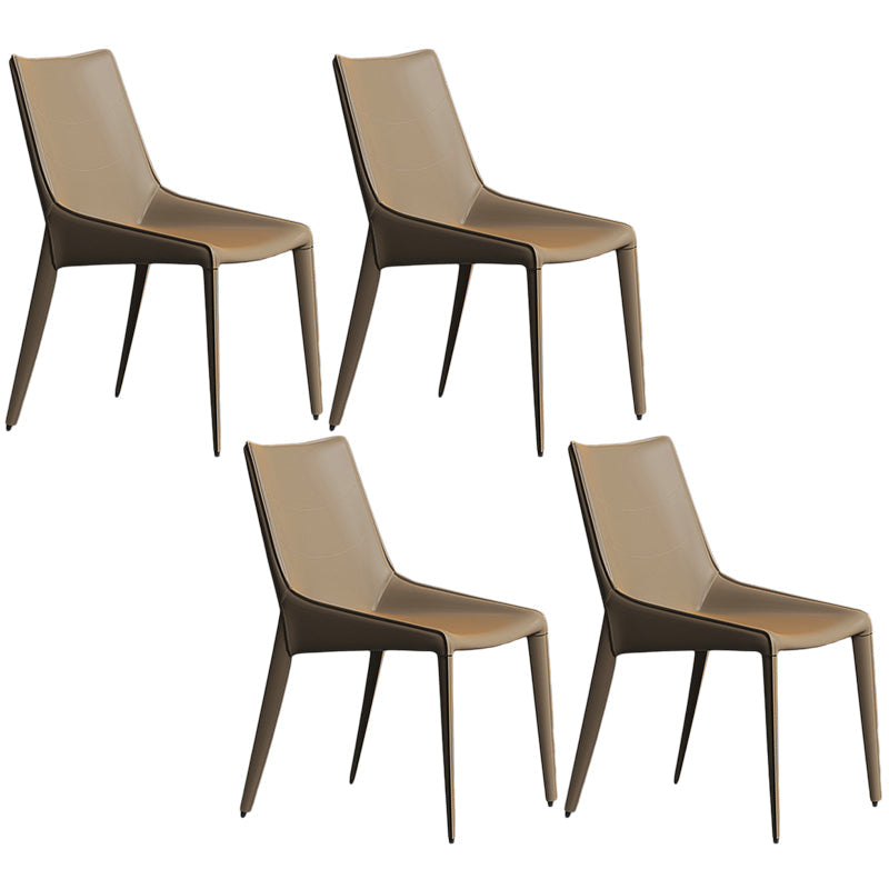Contemporary Style Metal Chairs Dining Armless Chairs for Kitchen Brown 4 Piece Set Clearhalo 'Dining Chairs' 'Dining Tables & Seating' 'dining_chair' 'furn' 'furn_dining_chair' 'Furniture' 'furniture_dining_chair' 'Kitchen & Dining Furniture' 4877666