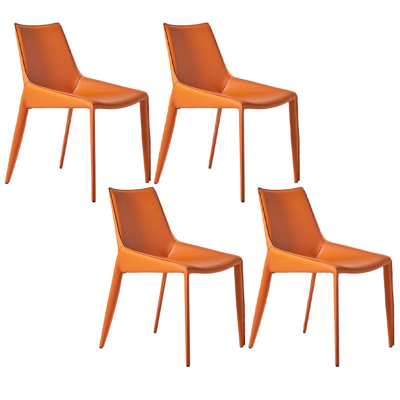 Contemporary Style Metal Chairs Dining Armless Chairs for Kitchen Orange 4 Piece Set Clearhalo 'Dining Chairs' 'Dining Tables & Seating' 'dining_chair' 'furn' 'furn_dining_chair' 'Furniture' 'furniture_dining_chair' 'Kitchen & Dining Furniture' 4877669