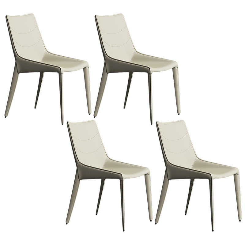 Contemporary Style Metal Chairs Dining Armless Chairs for Kitchen Off-White 4 Piece Set Clearhalo 'Dining Chairs' 'Dining Tables & Seating' 'dining_chair' 'furn' 'furn_dining_chair' 'Furniture' 'furniture_dining_chair' 'Kitchen & Dining Furniture' 4877670