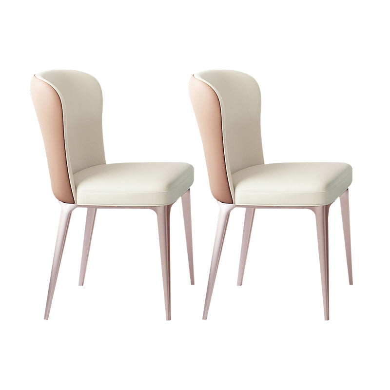 Nordic Glam Style Metal Chairs Dining Armless Chair for Kitchen Off-White 2 Piece Set Clearhalo 'Dining Chairs' 'Dining Tables & Seating' 'dining_chair' 'furn' 'furn_dining_chair' 'Furniture' 'furniture_dining_chair' 'Kitchen & Dining Furniture' 4877674