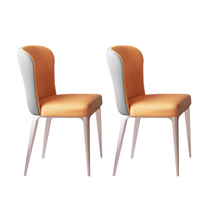 Nordic Glam Style Metal Chairs Dining Armless Chair for Kitchen Orange-Gray 2 Piece Set Clearhalo 'Dining Chairs' 'Dining Tables & Seating' 'dining_chair' 'furn' 'furn_dining_chair' 'Furniture' 'furniture_dining_chair' 'Kitchen & Dining Furniture' 4877679