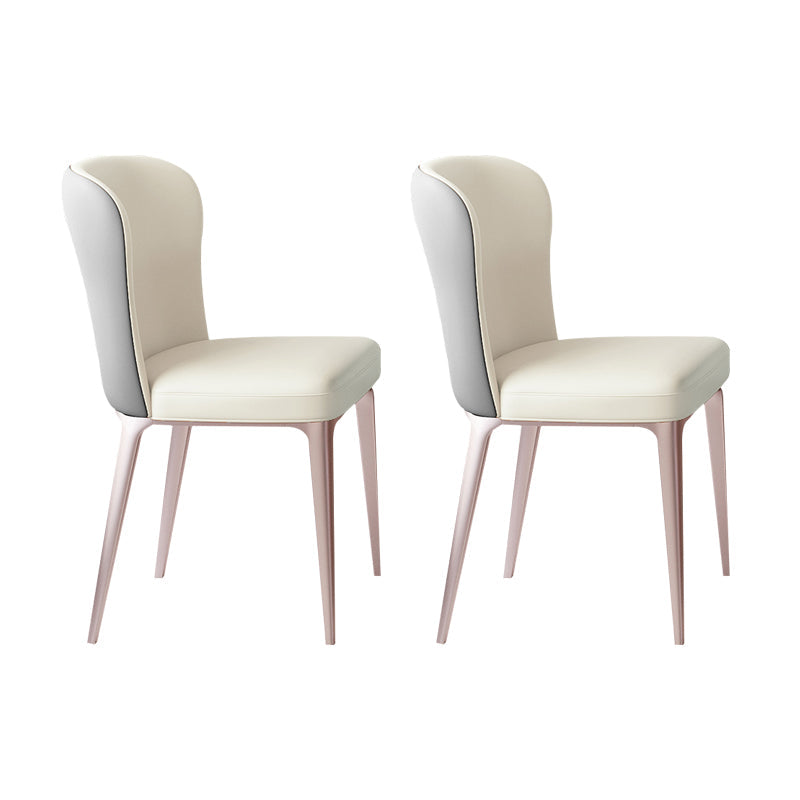 Nordic Glam Style Metal Chairs Dining Armless Chair for Kitchen Grey Beige 2 Piece Set Clearhalo 'Dining Chairs' 'Dining Tables & Seating' 'dining_chair' 'furn' 'furn_dining_chair' 'Furniture' 'furniture_dining_chair' 'Kitchen & Dining Furniture' 4877683