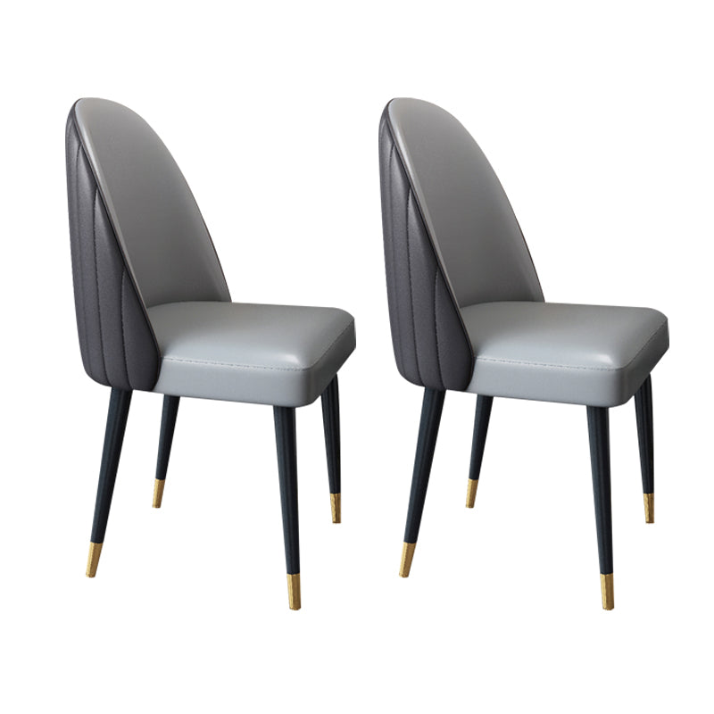 Nordic Glam Style Chairs Dining Armless Chair for Kitchen with Metal Legs Gray-Khaki 2 Piece Set Clearhalo 'Dining Chairs' 'Dining Tables & Seating' 'dining_chair' 'furn' 'furn_dining_chair' 'Furniture' 'furniture_dining_chair' 'Kitchen & Dining Furniture' 4877689