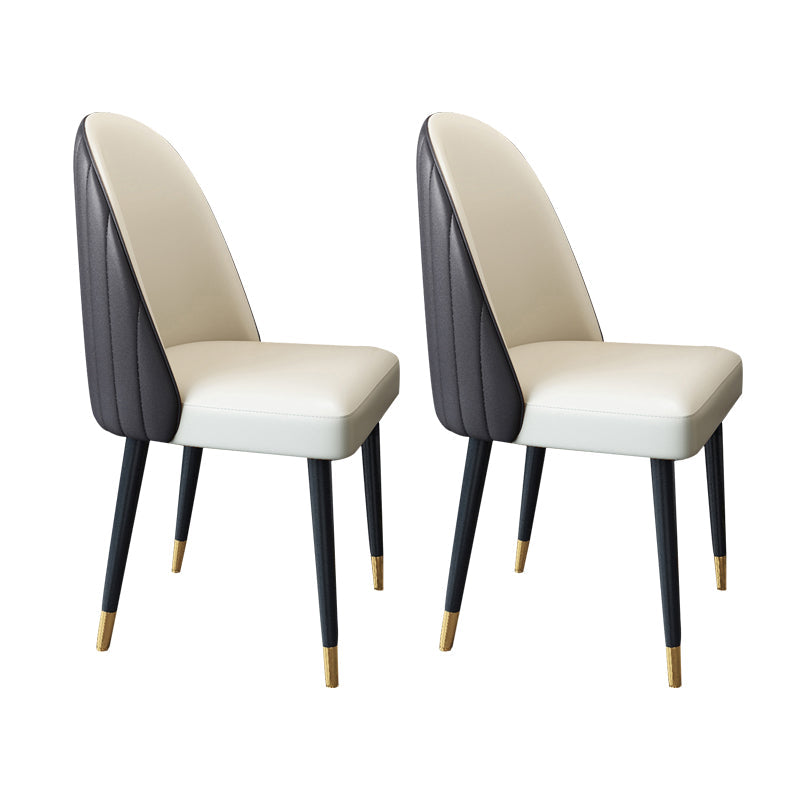 Nordic Glam Style Chairs Dining Armless Chair for Kitchen with Metal Legs Coffee-White 2 Piece Set Clearhalo 'Dining Chairs' 'Dining Tables & Seating' 'dining_chair' 'furn' 'furn_dining_chair' 'Furniture' 'furniture_dining_chair' 'Kitchen & Dining Furniture' 4877694