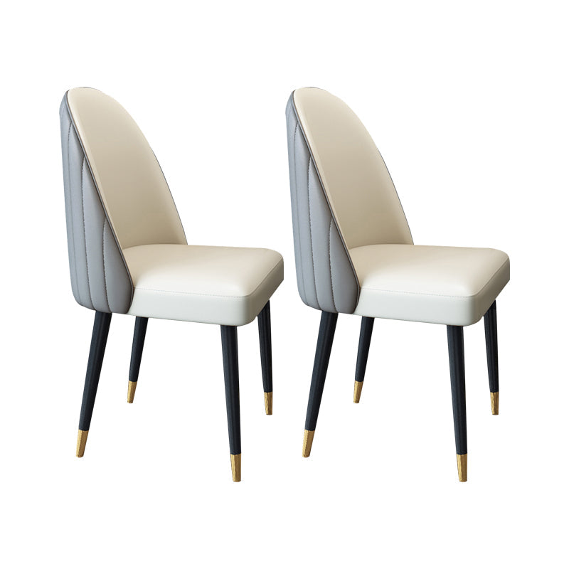 Nordic Glam Style Chairs Dining Armless Chair for Kitchen with Metal Legs White-Gray 2 Piece Set Clearhalo 'Dining Chairs' 'Dining Tables & Seating' 'dining_chair' 'furn' 'furn_dining_chair' 'Furniture' 'furniture_dining_chair' 'Kitchen & Dining Furniture' 4877696