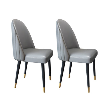 Nordic Glam Style Chairs Dining Armless Chair for Kitchen with Metal Legs Grey 2 Piece Set Clearhalo 'Dining Chairs' 'Dining Tables & Seating' 'dining_chair' 'furn' 'furn_dining_chair' 'Furniture' 'furniture_dining_chair' 'Kitchen & Dining Furniture' 4877700