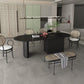 Minimalism Wood Oval Dining Table Wood Base Dining Table with Cabinet Black 70.9"L x 31.5"W x 29.5"H Without Chairs Clearhalo 'Dining Tables & Seating' 'Dining Tables' 'dining_table' 'furn' 'furn_dining_table' 'Furniture' 'furniture_dining_table' 'Kitchen & Dining Furniture' 'kitchen' 'kitchen_dining_table' 4877708