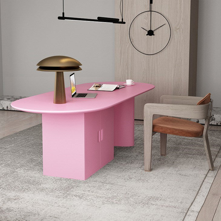 Minimalism Wood Oval Dining Table Wood Base Dining Table with Cabinet Clearhalo 'Dining Tables & Seating' 'Dining Tables' 'dining_table' 'furn' 'furn_dining_table' 'Furniture' 'furniture_dining_table' 'Kitchen & Dining Furniture' 'kitchen' 'kitchen_dining_table' 4877716