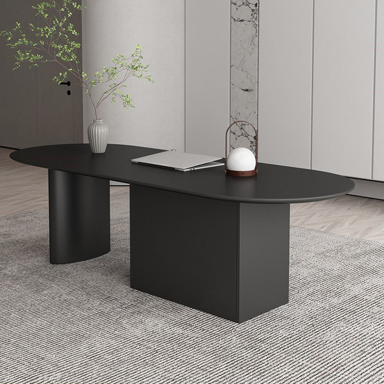 Minimalism Wood Oval Dining Table Wood Base Dining Table with Cabinet Clearhalo 'Dining Tables & Seating' 'Dining Tables' 'dining_table' 'furn' 'furn_dining_table' 'Furniture' 'furniture_dining_table' 'Kitchen & Dining Furniture' 'kitchen' 'kitchen_dining_table' 4877718