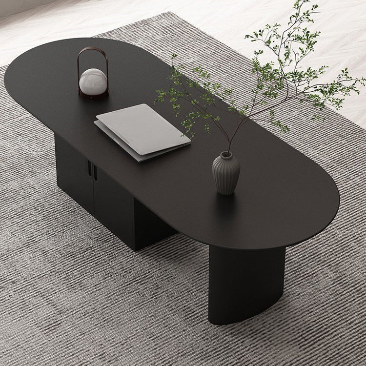 Minimalism Wood Oval Dining Table Wood Base Dining Table with Cabinet Clearhalo 'Dining Tables & Seating' 'Dining Tables' 'dining_table' 'furn' 'furn_dining_table' 'Furniture' 'furniture_dining_table' 'Kitchen & Dining Furniture' 'kitchen' 'kitchen_dining_table' 4877720