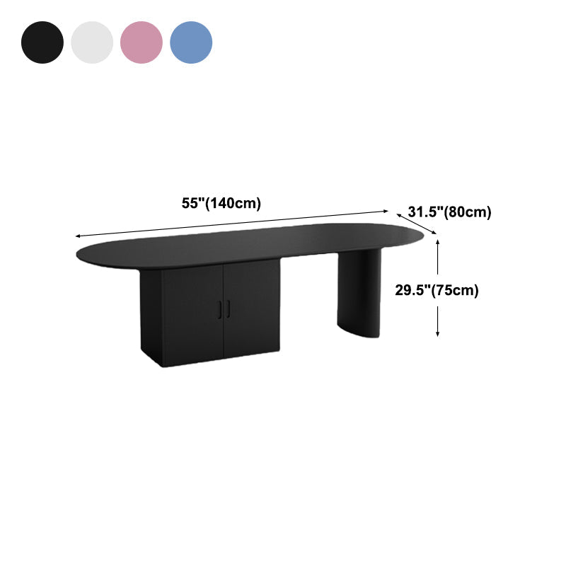 Minimalism Wood Oval Dining Table Wood Base Dining Table with Cabinet Clearhalo 'Dining Tables & Seating' 'Dining Tables' 'dining_table' 'furn' 'furn_dining_table' 'Furniture' 'furniture_dining_table' 'Kitchen & Dining Furniture' 'kitchen' 'kitchen_dining_table' 4877724