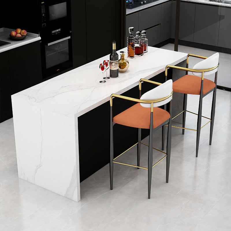 Scandinavian Home Velvet Counter Stool Matte Finish Footrest Stool Clearhalo 'Bar Furniture' 'Bar Stools' 'bar_stools' 'furn' 'furn_bar_stools' 'Furniture' 'furniture_bar_stools' 'Kitchen & Dining Furniture' 4877739