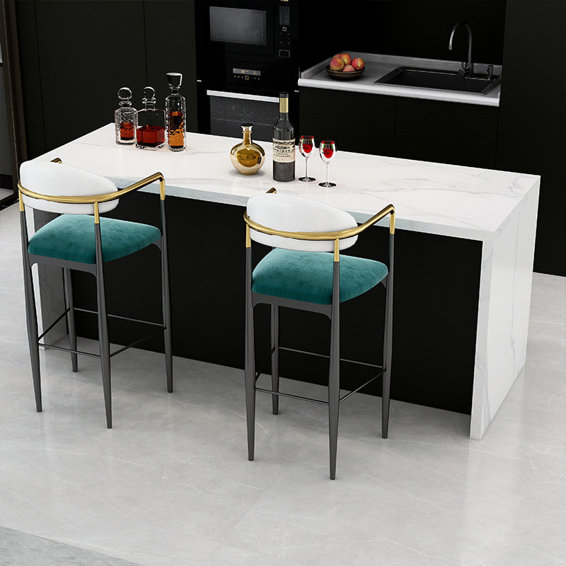 Scandinavian Home Velvet Counter Stool Matte Finish Footrest Stool Clearhalo 'Bar Furniture' 'Bar Stools' 'bar_stools' 'furn' 'furn_bar_stools' 'Furniture' 'furniture_bar_stools' 'Kitchen & Dining Furniture' 4877742