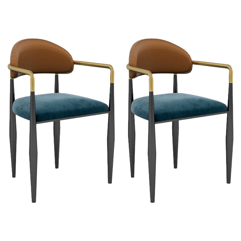 Scandinavian Home Velvet Counter Stool Matte Finish Footrest Stool Blue-Red 2 Piece Set Short Stool(18"H) Clearhalo 'Bar Furniture' 'Bar Stools' 'bar_stools' 'furn' 'furn_bar_stools' 'Furniture' 'furniture_bar_stools' 'Kitchen & Dining Furniture' 4877744