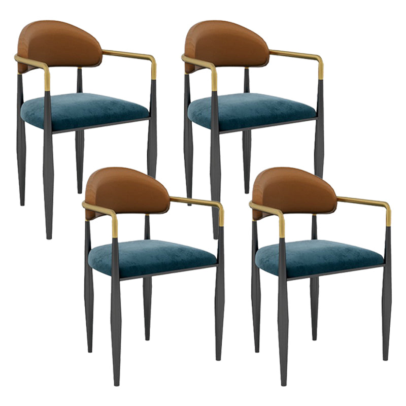 Scandinavian Home Velvet Counter Stool Matte Finish Footrest Stool Blue-Red 4 Piece Set Short Stool(18"H) Clearhalo 'Bar Furniture' 'Bar Stools' 'bar_stools' 'furn' 'furn_bar_stools' 'Furniture' 'furniture_bar_stools' 'Kitchen & Dining Furniture' 4877746