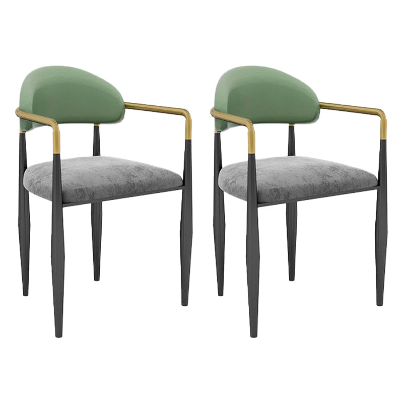 Scandinavian Home Velvet Counter Stool Matte Finish Footrest Stool Gray-Green 2 Piece Set Short Stool(18"H) Clearhalo 'Bar Furniture' 'Bar Stools' 'bar_stools' 'furn' 'furn_bar_stools' 'Furniture' 'furniture_bar_stools' 'Kitchen & Dining Furniture' 4877748