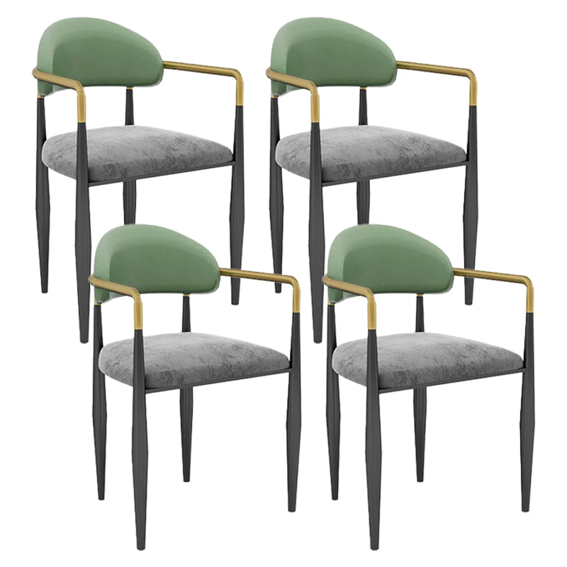 Scandinavian Home Velvet Counter Stool Matte Finish Footrest Stool Gray-Green 4 Piece Set Short Stool(18"H) Clearhalo 'Bar Furniture' 'Bar Stools' 'bar_stools' 'furn' 'furn_bar_stools' 'Furniture' 'furniture_bar_stools' 'Kitchen & Dining Furniture' 4877749