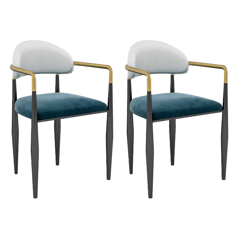 Scandinavian Home Velvet Counter Stool Matte Finish Footrest Stool White-Blue 2 Piece Set Short Stool(18"H) Clearhalo 'Bar Furniture' 'Bar Stools' 'bar_stools' 'furn' 'furn_bar_stools' 'Furniture' 'furniture_bar_stools' 'Kitchen & Dining Furniture' 4877752