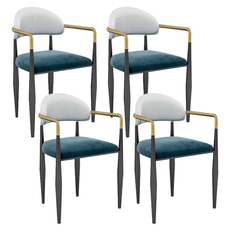 Scandinavian Home Velvet Counter Stool Matte Finish Footrest Stool White-Blue 4 Piece Set Short Stool(18"H) Clearhalo 'Bar Furniture' 'Bar Stools' 'bar_stools' 'furn' 'furn_bar_stools' 'Furniture' 'furniture_bar_stools' 'Kitchen & Dining Furniture' 4877754