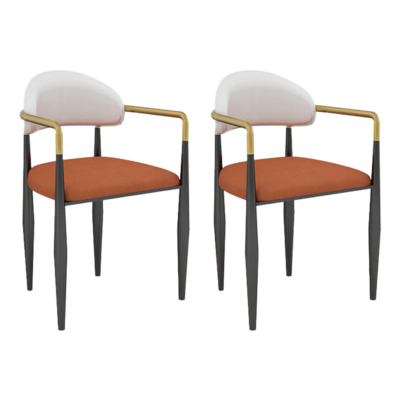 Scandinavian Home Velvet Counter Stool Matte Finish Footrest Stool Orange White 2 Piece Set Short Stool(18"H) Clearhalo 'Bar Furniture' 'Bar Stools' 'bar_stools' 'furn' 'furn_bar_stools' 'Furniture' 'furniture_bar_stools' 'Kitchen & Dining Furniture' 4877755