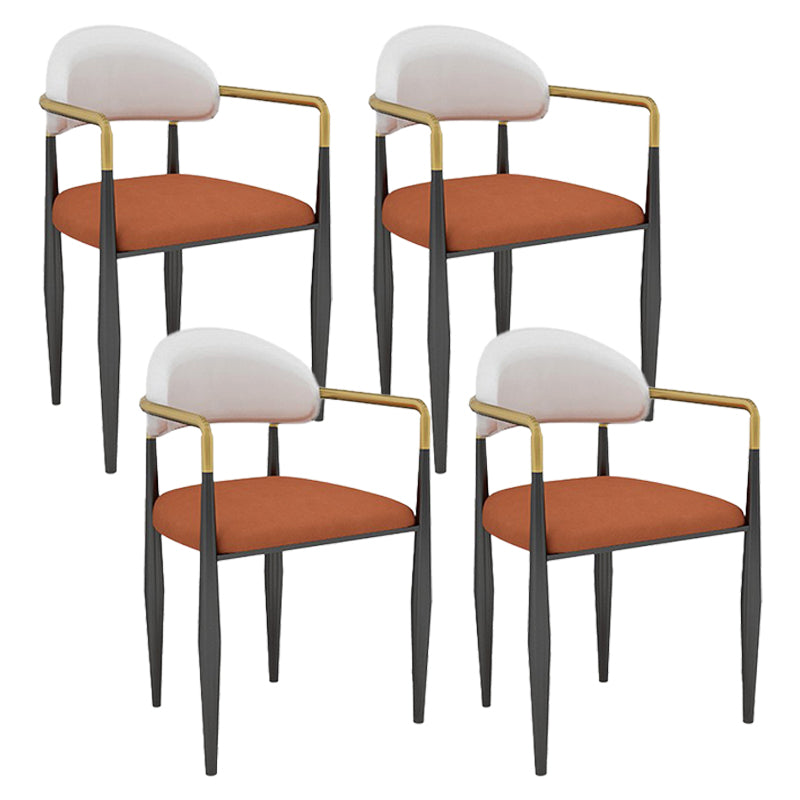 Scandinavian Home Velvet Counter Stool Matte Finish Footrest Stool Orange White 4 Piece Set Short Stool(18"H) Clearhalo 'Bar Furniture' 'Bar Stools' 'bar_stools' 'furn' 'furn_bar_stools' 'Furniture' 'furniture_bar_stools' 'Kitchen & Dining Furniture' 4877756