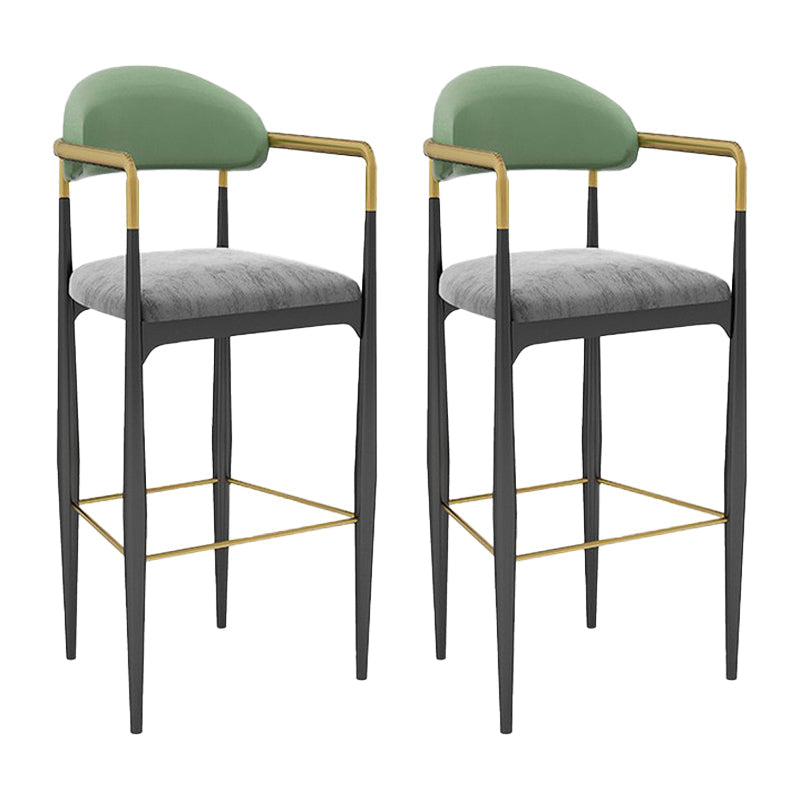 Scandinavian Home Velvet Counter Stool Matte Finish Footrest Stool Pewter 2 Piece Set Bar Stool(30"H) Clearhalo 'Bar Furniture' 'Bar Stools' 'bar_stools' 'furn' 'furn_bar_stools' 'Furniture' 'furniture_bar_stools' 'Kitchen & Dining Furniture' 4877757