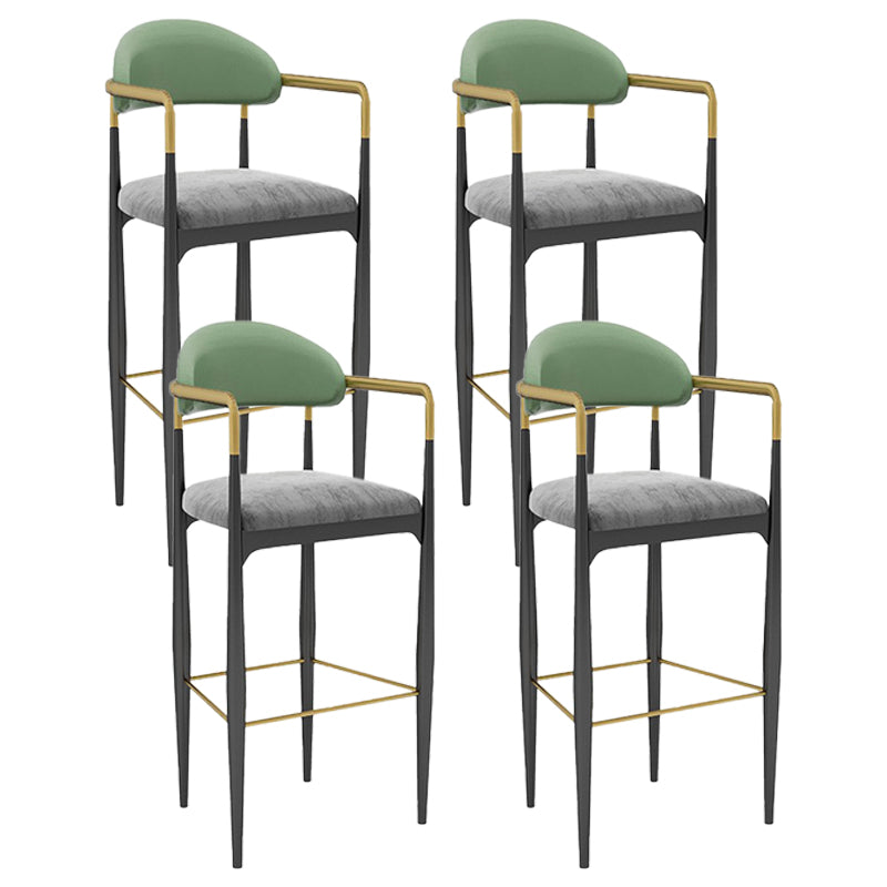 Scandinavian Home Velvet Counter Stool Matte Finish Footrest Stool Pewter 4 Piece Set Bar Stool(30"H) Clearhalo 'Bar Furniture' 'Bar Stools' 'bar_stools' 'furn' 'furn_bar_stools' 'Furniture' 'furniture_bar_stools' 'Kitchen & Dining Furniture' 4877758