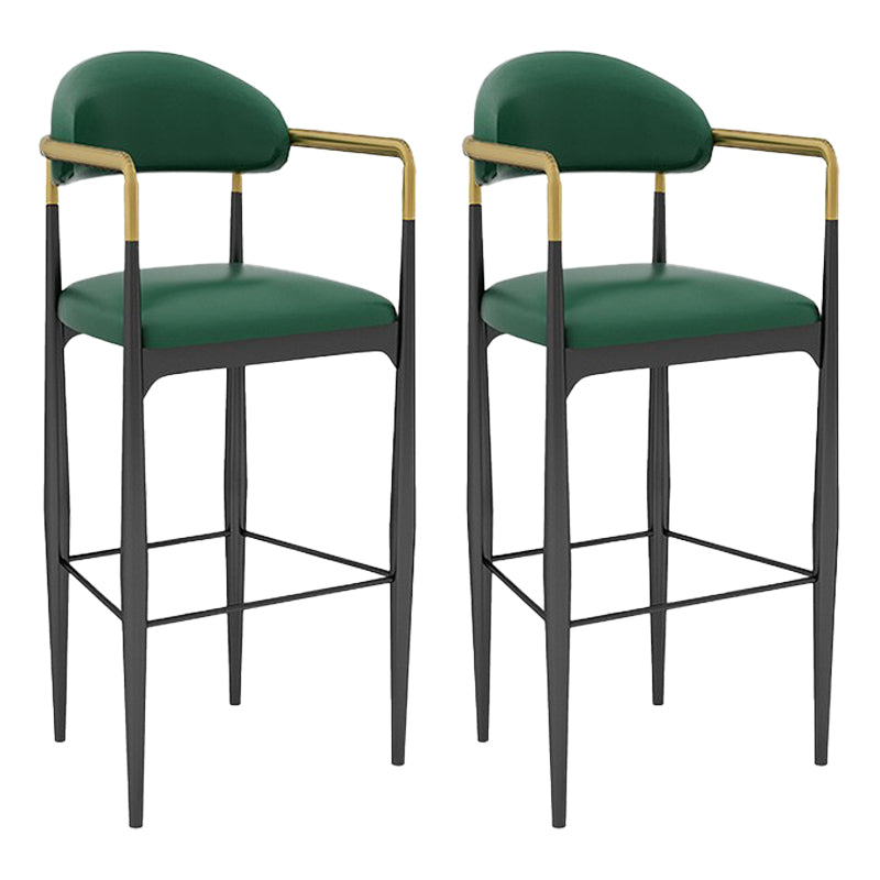 Scandinavian Home Velvet Counter Stool Matte Finish Footrest Stool Green 2 Piece Set Bar Stool(30"H) Clearhalo 'Bar Furniture' 'Bar Stools' 'bar_stools' 'furn' 'furn_bar_stools' 'Furniture' 'furniture_bar_stools' 'Kitchen & Dining Furniture' 4877759