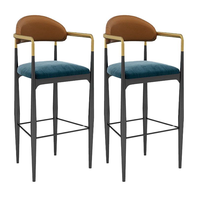 Scandinavian Home Velvet Counter Stool Matte Finish Footrest Stool Blue-Red 2 Piece Set Bar Stool(30"H) Clearhalo 'Bar Furniture' 'Bar Stools' 'bar_stools' 'furn' 'furn_bar_stools' 'Furniture' 'furniture_bar_stools' 'Kitchen & Dining Furniture' 4877761