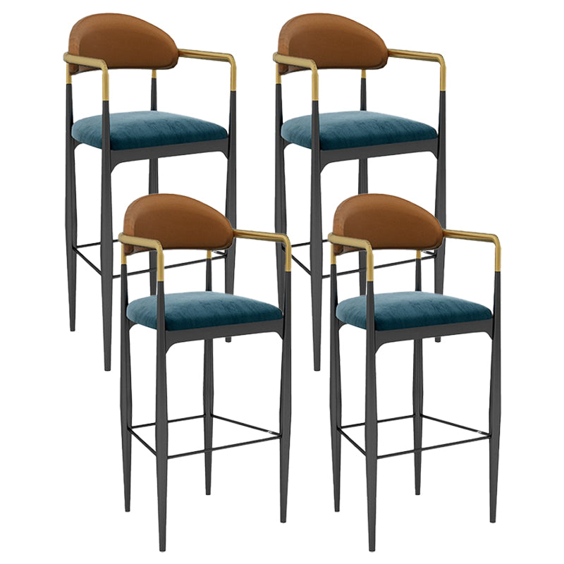 Scandinavian Home Velvet Counter Stool Matte Finish Footrest Stool Blue-Red 4 Piece Set Bar Stool(30"H) Clearhalo 'Bar Furniture' 'Bar Stools' 'bar_stools' 'furn' 'furn_bar_stools' 'Furniture' 'furniture_bar_stools' 'Kitchen & Dining Furniture' 4877762