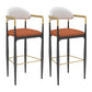 Scandinavian Home Velvet Counter Stool Matte Finish Footrest Stool White-Orange 2 Piece Set Bar Stool(30"H) Clearhalo 'Bar Furniture' 'Bar Stools' 'bar_stools' 'furn' 'furn_bar_stools' 'Furniture' 'furniture_bar_stools' 'Kitchen & Dining Furniture' 4877763
