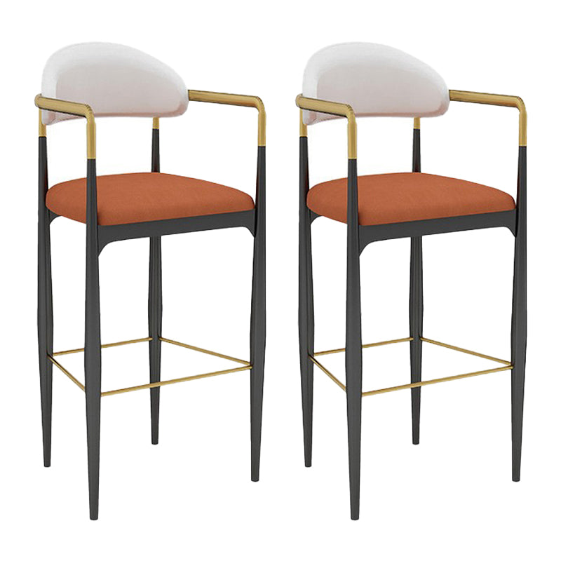 Scandinavian Home Velvet Counter Stool Matte Finish Footrest Stool White-Orange 2 Piece Set Bar Stool(30"H) Clearhalo 'Bar Furniture' 'Bar Stools' 'bar_stools' 'furn' 'furn_bar_stools' 'Furniture' 'furniture_bar_stools' 'Kitchen & Dining Furniture' 4877763