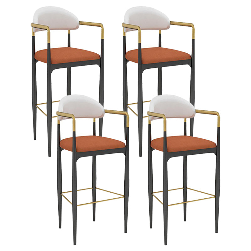 Scandinavian Home Velvet Counter Stool Matte Finish Footrest Stool White-Orange 4 Piece Set Bar Stool(30"H) Clearhalo 'Bar Furniture' 'Bar Stools' 'bar_stools' 'furn' 'furn_bar_stools' 'Furniture' 'furniture_bar_stools' 'Kitchen & Dining Furniture' 4877764