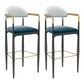 Scandinavian Home Velvet Counter Stool Matte Finish Footrest Stool Blue-White 2 Piece Set Bar Stool(30"H) Clearhalo 'Bar Furniture' 'Bar Stools' 'bar_stools' 'furn' 'furn_bar_stools' 'Furniture' 'furniture_bar_stools' 'Kitchen & Dining Furniture' 4877765