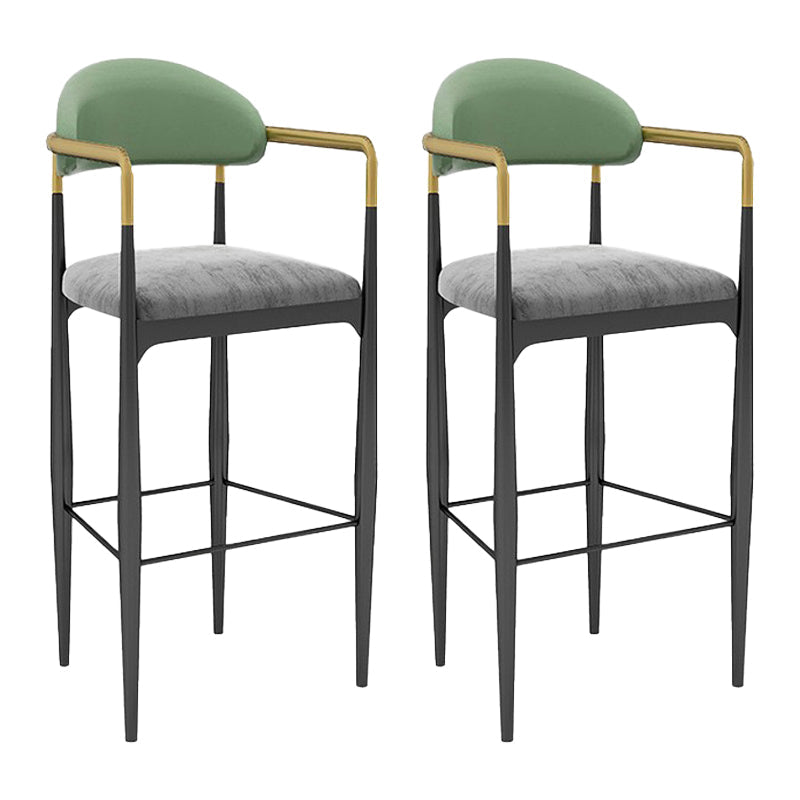 Scandinavian Home Velvet Counter Stool Matte Finish Footrest Stool Gray-Green 2 Piece Set Bar Stool(30"H) Clearhalo 'Bar Furniture' 'Bar Stools' 'bar_stools' 'furn' 'furn_bar_stools' 'Furniture' 'furniture_bar_stools' 'Kitchen & Dining Furniture' 4877767