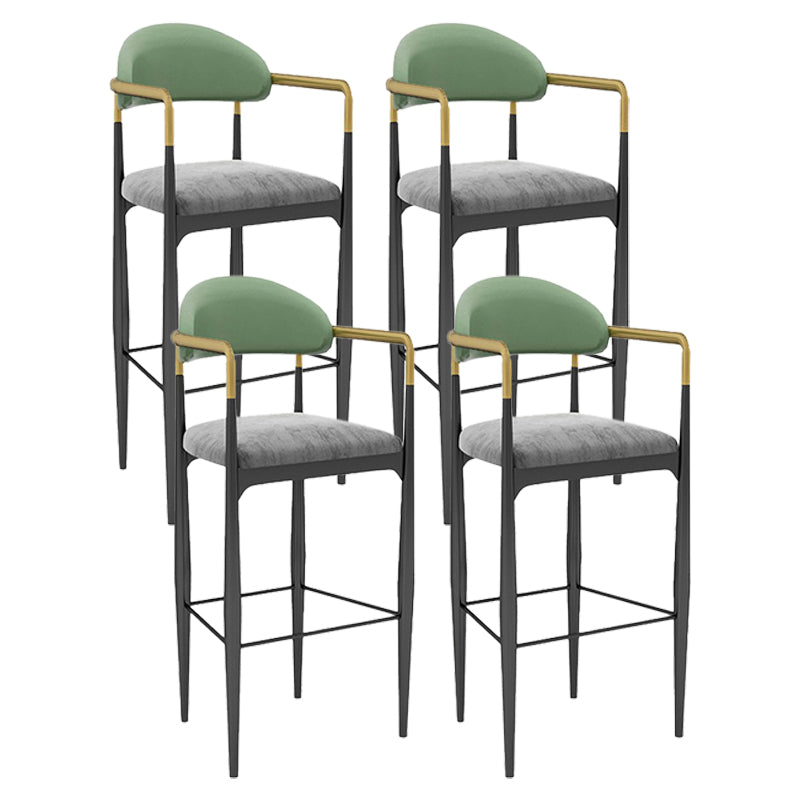 Scandinavian Home Velvet Counter Stool Matte Finish Footrest Stool Gray-Green 4 Piece Set Bar Stool(30"H) Clearhalo 'Bar Furniture' 'Bar Stools' 'bar_stools' 'furn' 'furn_bar_stools' 'Furniture' 'furniture_bar_stools' 'Kitchen & Dining Furniture' 4877768