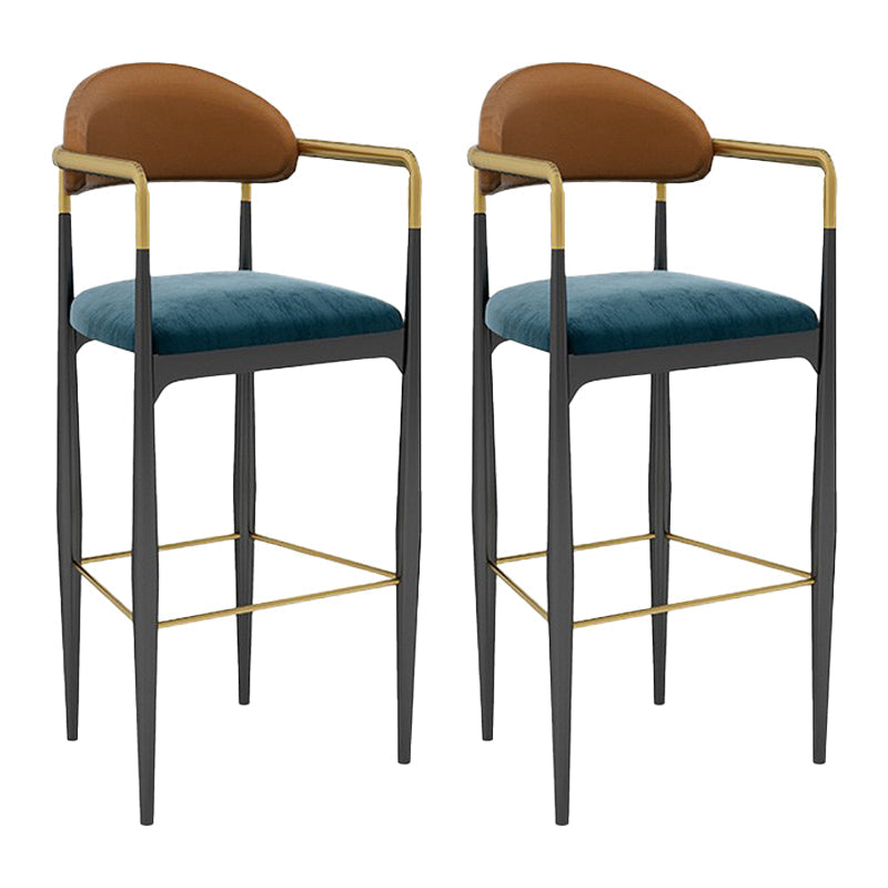 Scandinavian Home Velvet Counter Stool Matte Finish Footrest Stool Red-Blue 2 Piece Set Bar Stool(30"H) Clearhalo 'Bar Furniture' 'Bar Stools' 'bar_stools' 'furn' 'furn_bar_stools' 'Furniture' 'furniture_bar_stools' 'Kitchen & Dining Furniture' 4877769