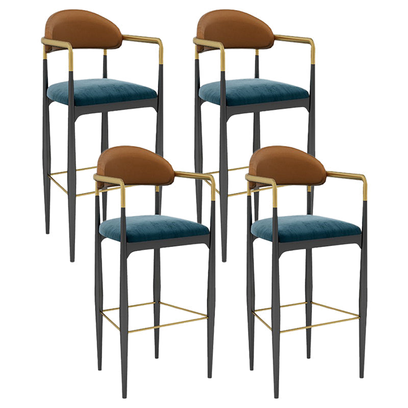 Scandinavian Home Velvet Counter Stool Matte Finish Footrest Stool Red-Blue 4 Piece Set Bar Stool(30"H) Clearhalo 'Bar Furniture' 'Bar Stools' 'bar_stools' 'furn' 'furn_bar_stools' 'Furniture' 'furniture_bar_stools' 'Kitchen & Dining Furniture' 4877770