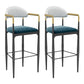 Scandinavian Home Velvet Counter Stool Matte Finish Footrest Stool White-Blue 2 Piece Set Bar Stool(30"H) Clearhalo 'Bar Furniture' 'Bar Stools' 'bar_stools' 'furn' 'furn_bar_stools' 'Furniture' 'furniture_bar_stools' 'Kitchen & Dining Furniture' 4877771
