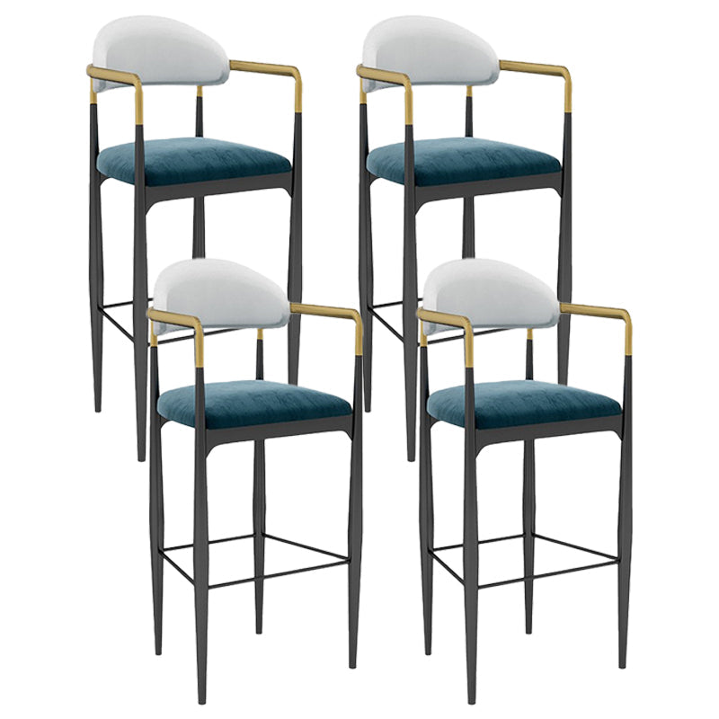 Scandinavian Home Velvet Counter Stool Matte Finish Footrest Stool White-Blue 4 Piece Set Bar Stool(30"H) Clearhalo 'Bar Furniture' 'Bar Stools' 'bar_stools' 'furn' 'furn_bar_stools' 'Furniture' 'furniture_bar_stools' 'Kitchen & Dining Furniture' 4877772